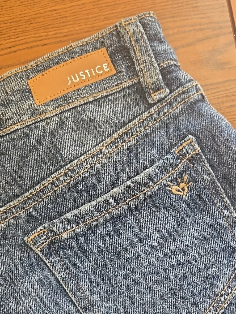 Girls Size 10 Justice Dark Blue Distressed Denim